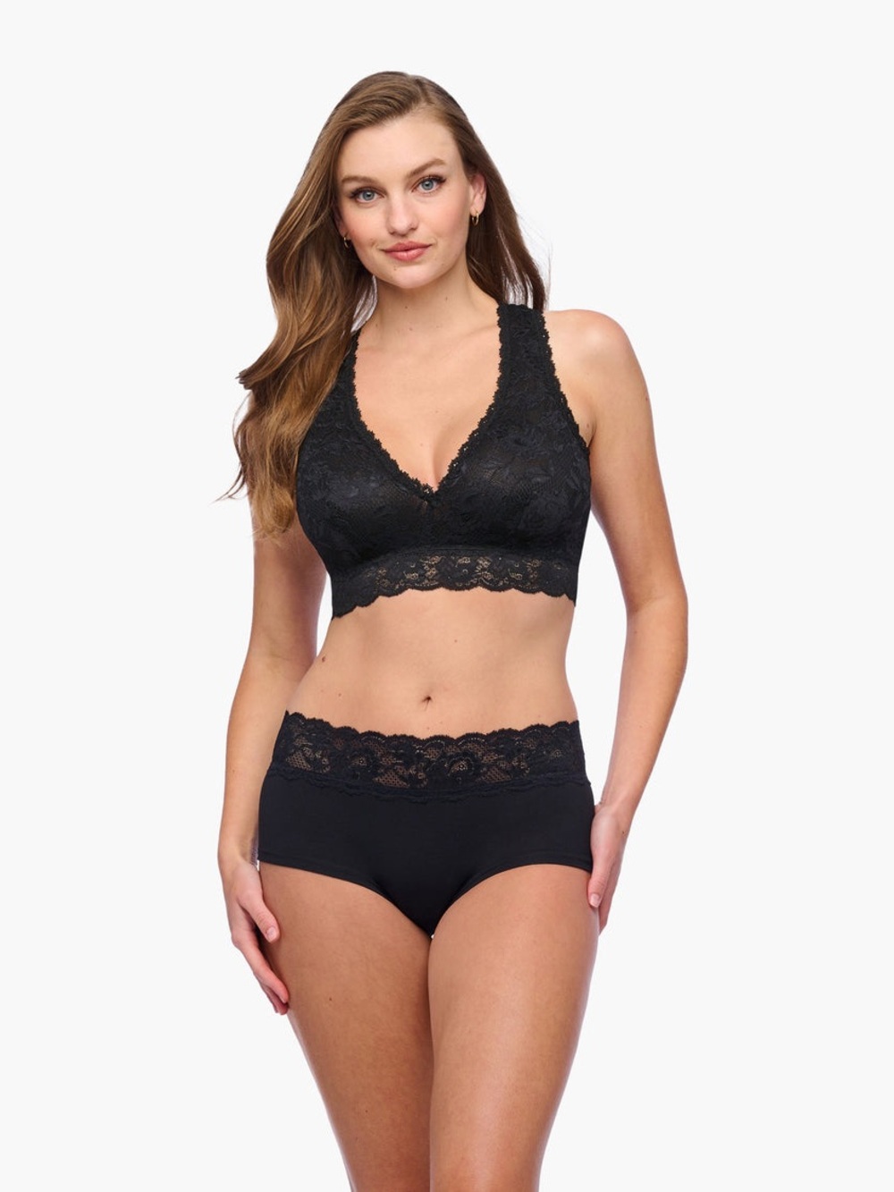 Cosabella Never Say Never Wireless Lace Bralette Trio - Burgandy, White & Black